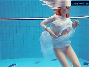 red-haired Diana scorching and insane in a milky dress
