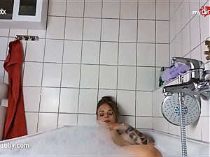 My filthy leisure activity - inked stunner jerks in bathtub