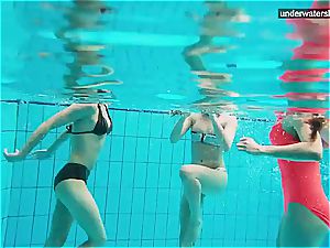 trio nude ladies have joy underwater